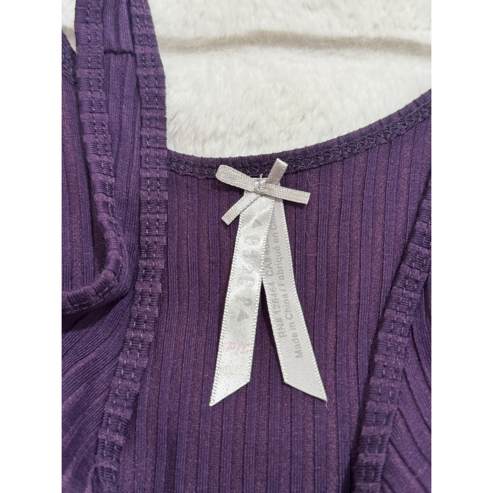 JB & Co Purple Ribbed Sleeveless Bodysuit Scoop Neck Stretch Snap Closure S - Picture 4 of 7